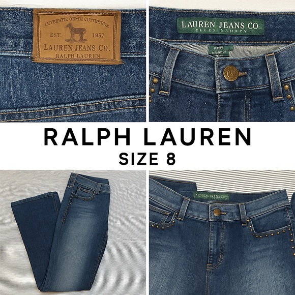 Ralph Lauren Size 8 Women’s Boot Cut Studded Jeans - Picture 1 of 11